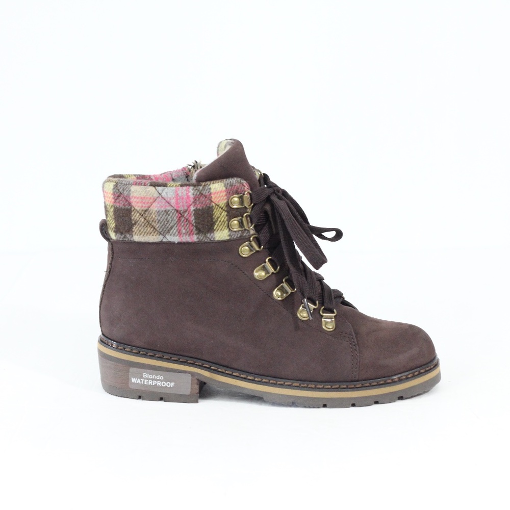 Blondo Waterproof Boots New Women 5.5 Lug Sole Leather Brown Winter Bootie